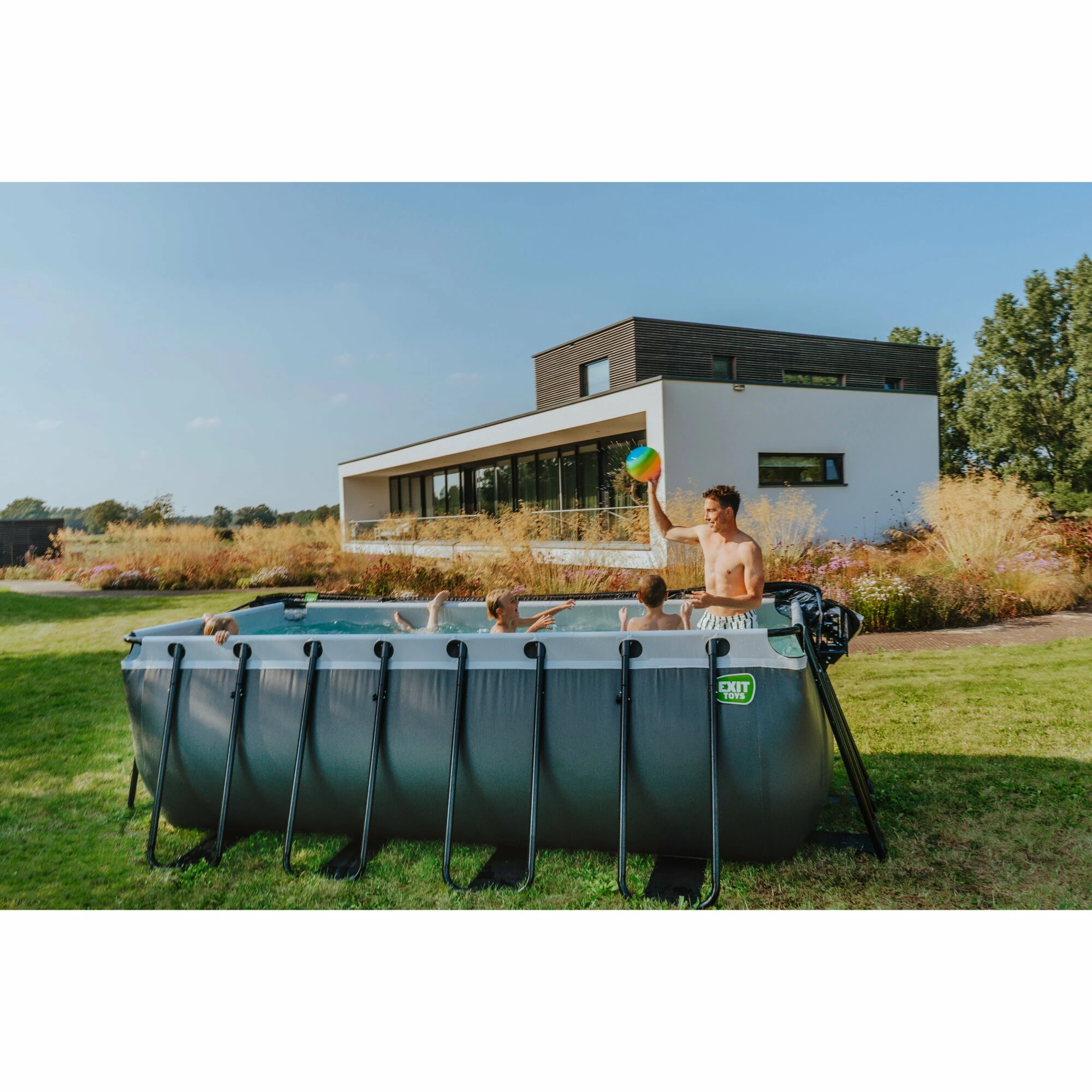 EXIT TOYS EXIT Black Leather Zwembad 400x200x122cm Met Filterpomp - Zwart 10 EXIT TOYS EXIT Black Leather Zwembad 400x200x122cm Met Filterpomp - Zwart - Afbeelding 10