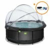 EXIT TOYS EXIT Black Leather Zwembad ø360x122cm Met Zandfilterpomp En Overkapping En Accessoire Set - Zwart