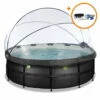 EXIT TOYS EXIT Black Leather Zwembad ø427x122cm Met Zandfilterpomp En Overkapping En Accessoire Set - Zwart
