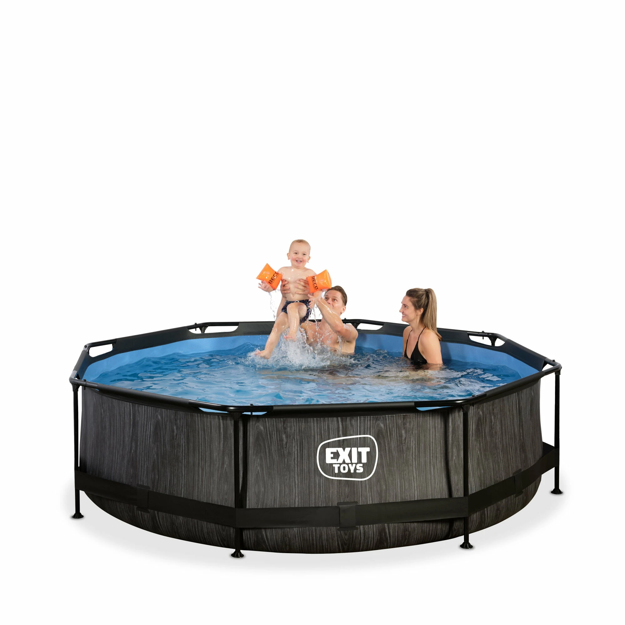 EXIT TOYS EXIT Black Wood Zwembad ø300x76cm Met Filterpomp - Zwart 3 EXIT TOYS EXIT Black Wood Zwembad ø300x76cm Met Filterpomp - Zwart - Afbeelding 3