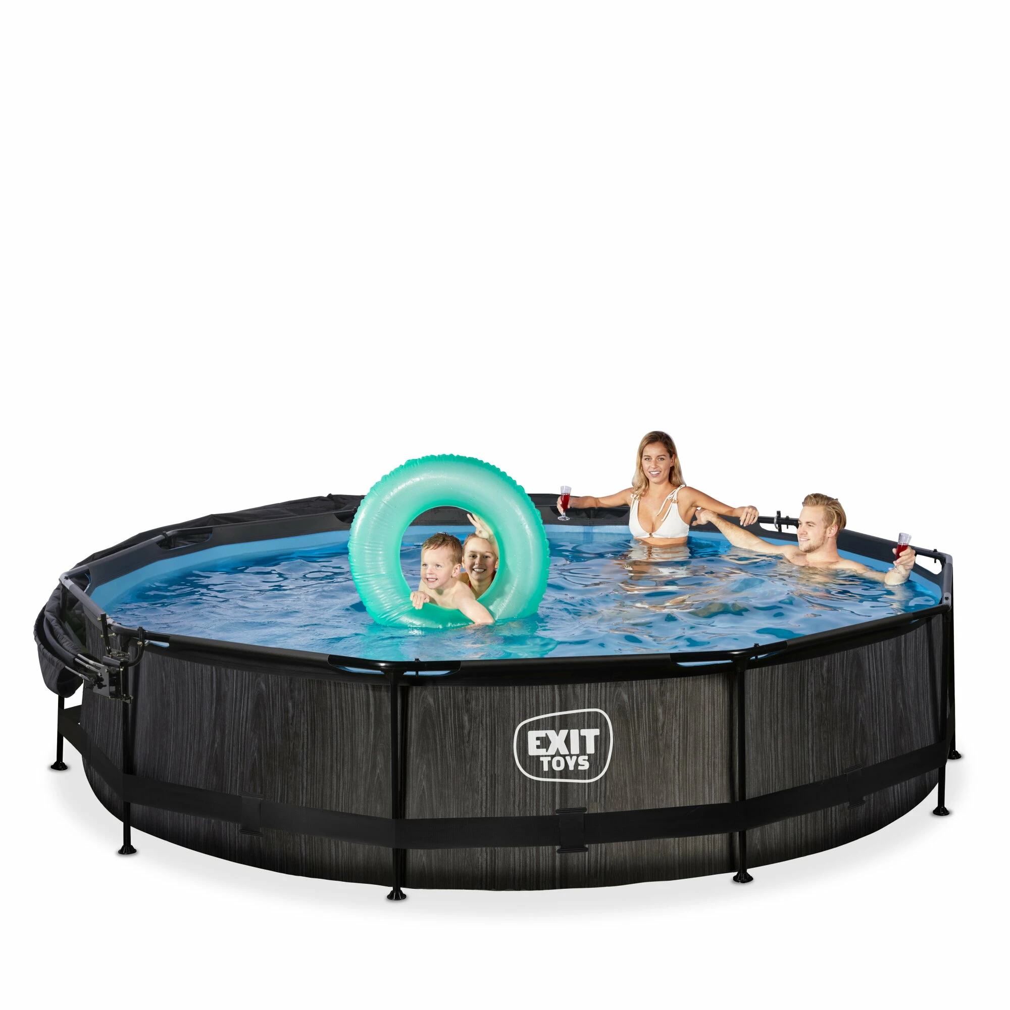 EXIT TOYS EXIT Black Wood Zwembad ø360x76cm Met Filterpomp En Schaduwdoek - Zwart 8 EXIT TOYS EXIT Black Wood Zwembad ø360x76cm Met Filterpomp En Schaduwdoek - Zwart - Afbeelding 8