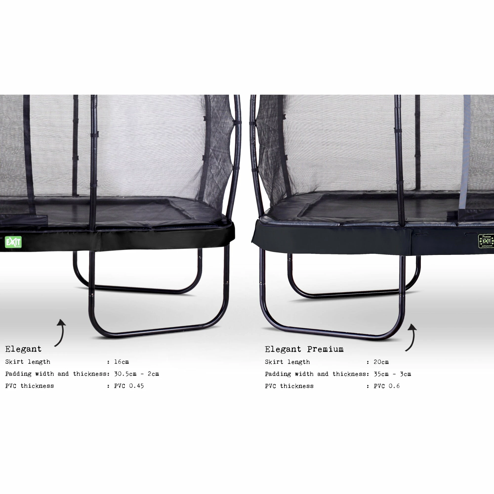 EXIT TOYS EXIT Elegant Premium Trampoline 214x366cm Met Deluxe Veiligheidsnet - Zwart 4 EXIT TOYS EXIT Elegant Premium Trampoline 214x366cm Met Deluxe Veiligheidsnet - Zwart - Afbeelding 4