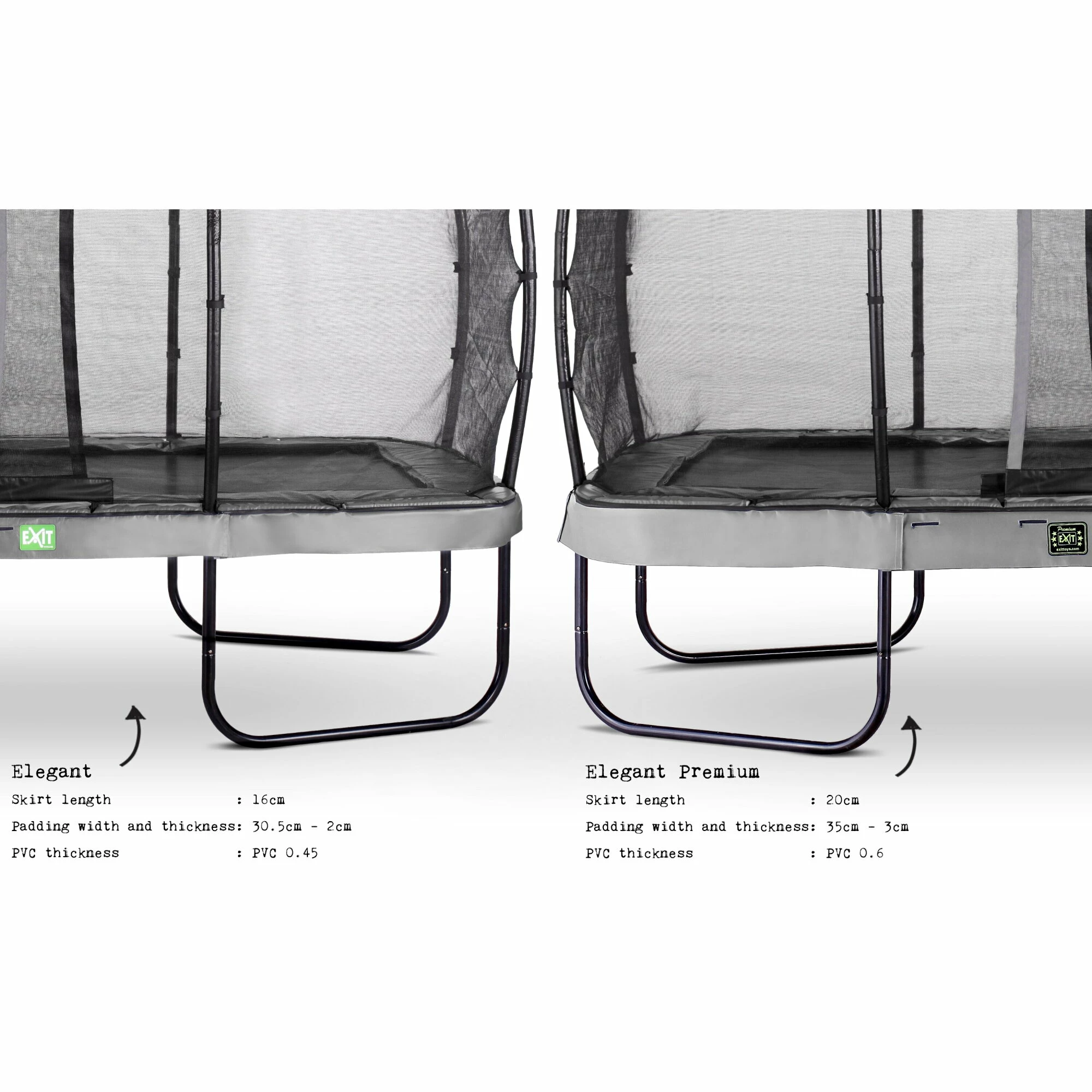 EXIT TOYS EXIT Elegant Trampoline 214x366cm Met Economy Veiligheidsnet - Grijs 4 EXIT TOYS EXIT Elegant Trampoline 214x366cm Met Economy Veiligheidsnet - Grijs - Afbeelding 4