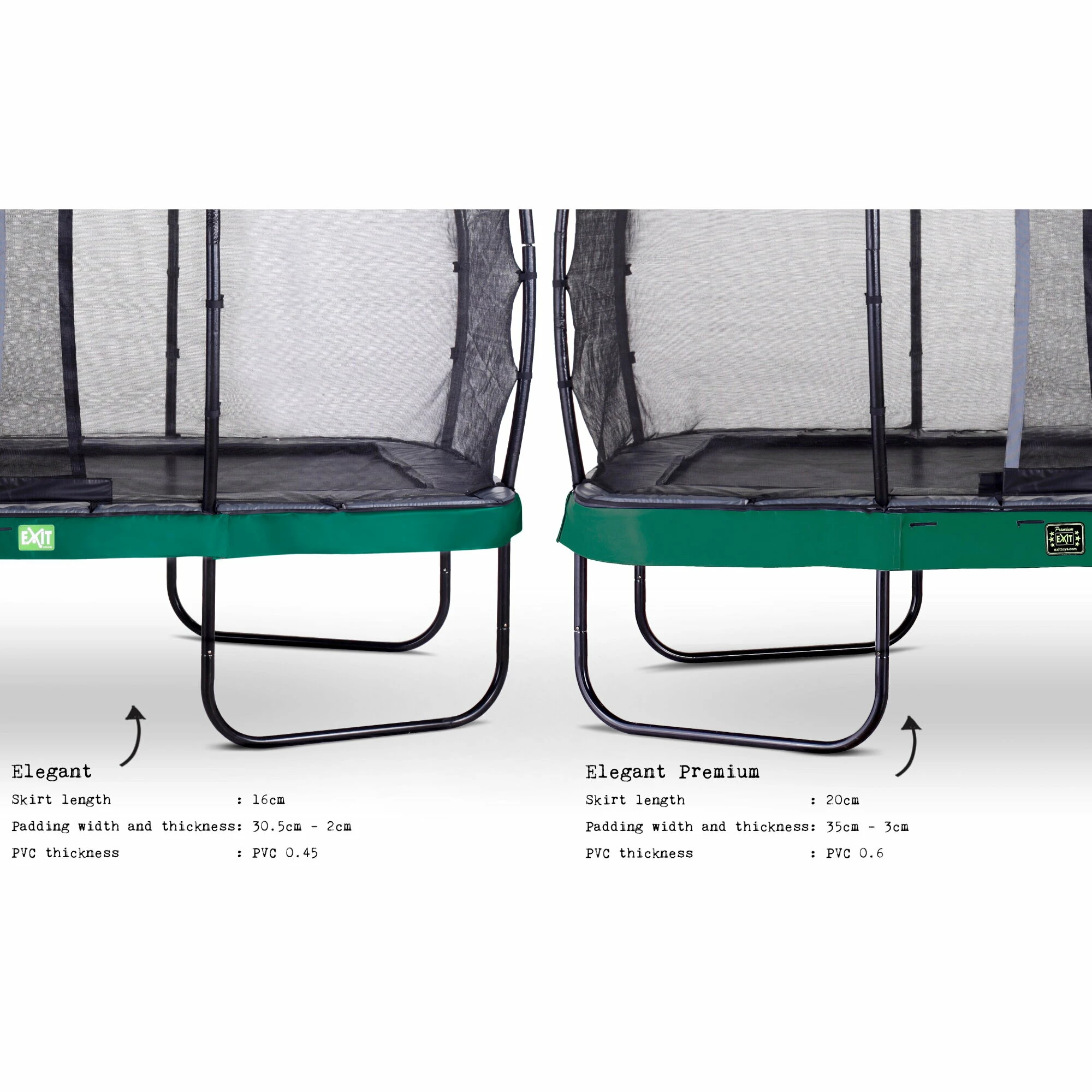 EXIT TOYS EXIT Elegant Trampoline 214x366cm Met Economy Veiligheidsnet - Groen 4 EXIT TOYS EXIT Elegant Trampoline 214x366cm Met Economy Veiligheidsnet - Groen - Afbeelding 4