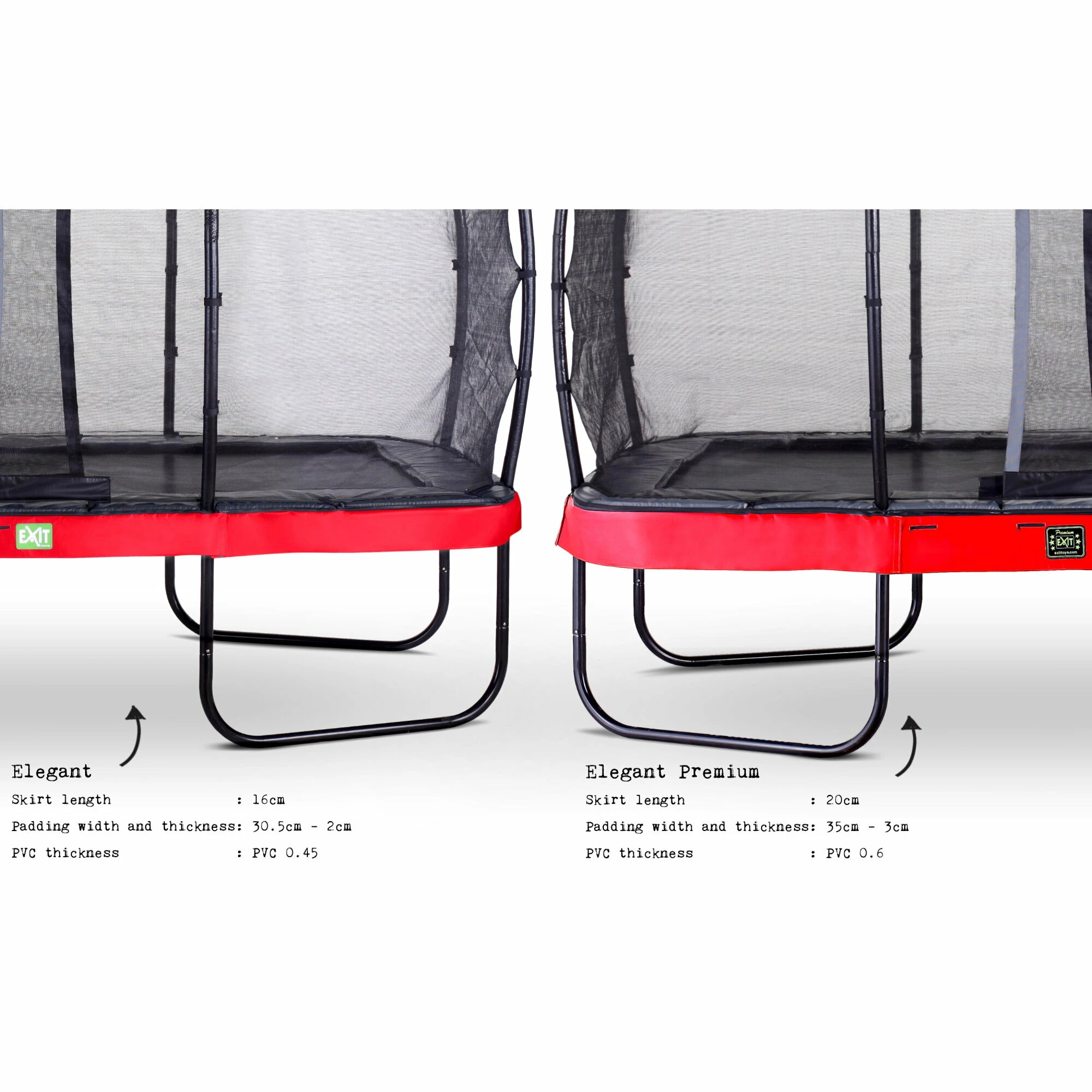 EXIT TOYS EXIT Elegant Trampoline 244x427cm Met Economy Veiligheidsnet - Rood 4 EXIT TOYS EXIT Elegant Trampoline 244x427cm Met Economy Veiligheidsnet - Rood - Afbeelding 4
