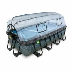 EXIT TOYS EXIT Zwembad Zandfilterpomp - 800gal/h -NL Zwembad Verkoop exit stone zwembad 400x200x100cm met zandfilterpomp en overkapping en warmtepomp grijs