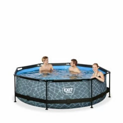 EXIT TOYS EXIT Stone Zwembad ø300x76cm Met Filterpomp - Grijs -NL Zwembad Verkoop exit stone zwembad o300x76cm met filterpomp grijs 3