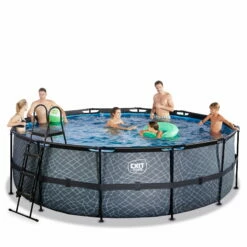 EXIT TOYS EXIT Stone Zwembad ø450x122cm Met Filterpomp - Grijs -NL Zwembad Verkoop exit stone zwembad o450x122cm met filterpomp grijs 3