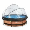 EXIT TOYS EXIT Wood Zwembad ø300x76cm Met Filterpomp En Overkapping - Bruin