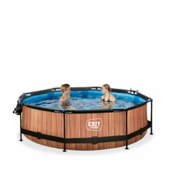 EXIT TOYS EXIT Wood Zwembad ø300x76cm Met Filterpomp En Overkapping - Bruin -NL Zwembad Verkoop exit wood zwembad o300x76cm met filterpomp en overkapping bruin 6